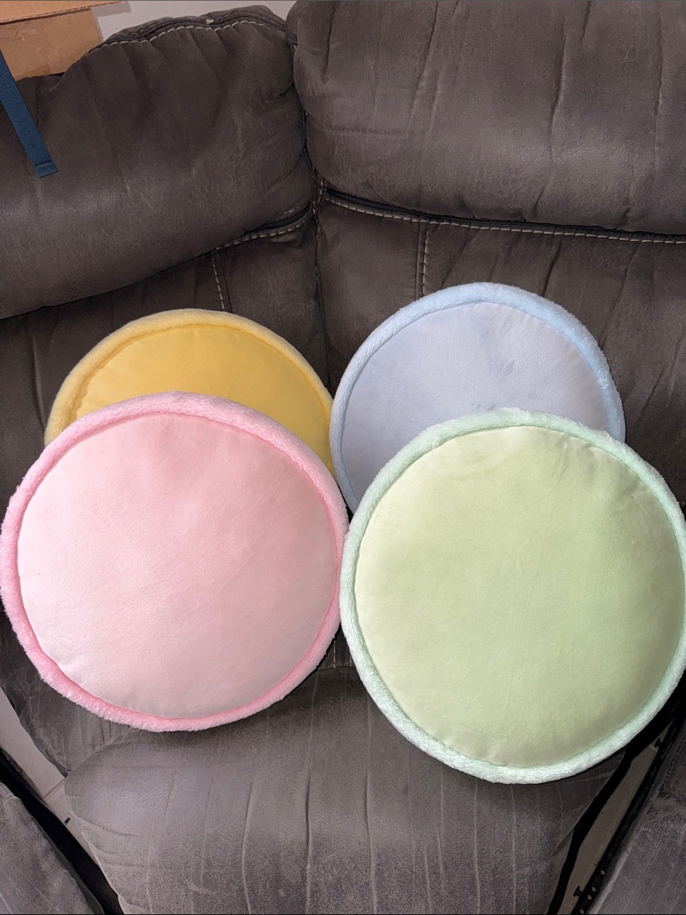 Ashland Pastel Round Plush Accent Pillows in Pink, Yellow, Blue, Green